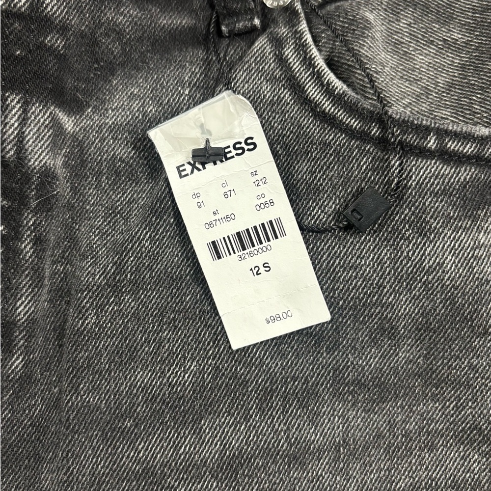 Express NWT Straight Ankle High Rise Jeans 12S Black Wash Distressed - Picture 6 of 16